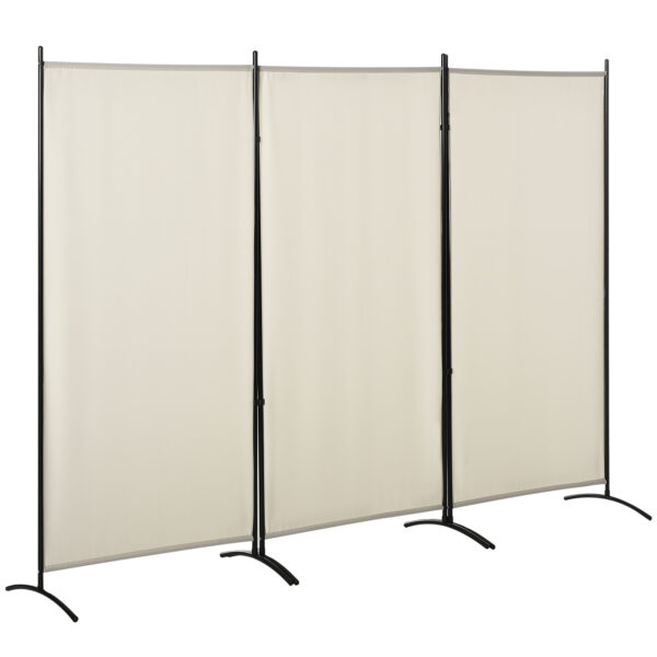 6' 3 Panel Room Divider, Double Hinged Folding Wall Divider, Indoor Privacy Screen for Home Office, Beige