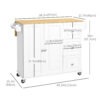Kitchen Island on Wheels, Kitchen Cart with Drop Leaf, Drawers, White