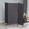 6' 3 Panel Room Divider, Double Hinged Folding Wall Divider, Indoor Privacy Screen for Home Office,  Charcoal Grey