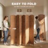 6ft Folding Room Divider, 6 Panel Wall Partition with Wooden Frame for Bedroom, Home Office, Natural