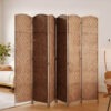 6ft Folding Room Divider, 6 Panel Wall Partition with Wooden Frame for Bedroom, Home Office, Natural