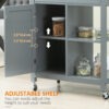 gKq7561887c0d2a58.jpg Rolling Kitchen Cart with Wood Top and Drawer, Kitchen Island on Wheels for Dining Room, Grey