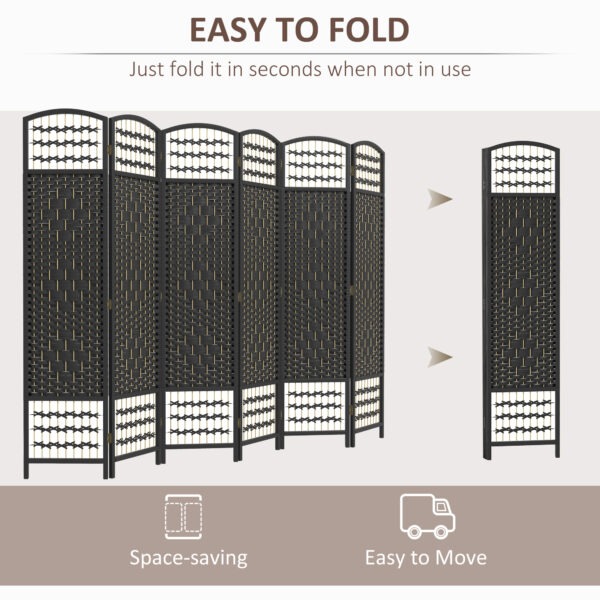gsl6df18bf0d2b94c.jpg 6 Panel Folding Room Divider, Portable Privacy Screen, Wave Fiber Room Partition for Home Office, Black