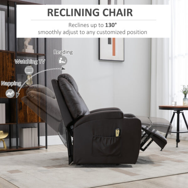 Power Lift Recliner Chair for Elderly, PU Leather Lift Chair with Footrest, Remote Control, Side Pockets and Cup Holders, Reclining Sofa for Living Room, Brown