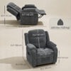 Massage Recliner Chair, Power Recliner with Quiet Brushless Motor, Remote, Pockets, 2 Memory Positions, Dark Grey