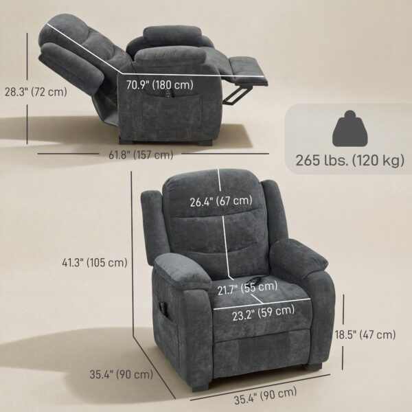 Massage Recliner Chair, Power Recliner with Quiet Brushless Motor, Remote, Pockets, 2 Memory Positions, Dark Grey