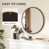 30" Round Mirror, Bathroom Wall Mirror with Metal Frame, Decorative Vanity Mirror for Living Room, Bedroom, Black