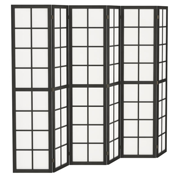 6 Panel Room Divider, 5.6 ft Folding Wall Divider Room Partition for Home Office, Bedroom, Living Room, Black
