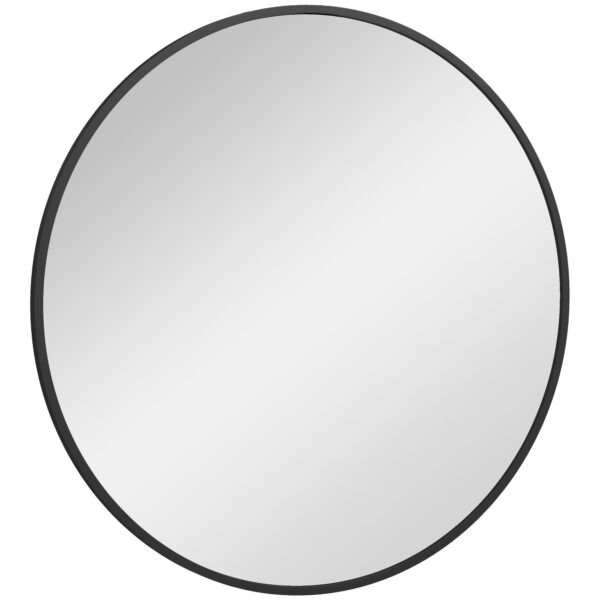 36" Round Mirror, Bathroom Wall Mirror with Metal Frame, Decorative Vanity Mirror for Living Room, Bedroom, Black