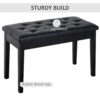 30" Piano Bench with Padded Cushion and Storage, Faux Leather Keyboard Bench with Solid Wood Legs, Black