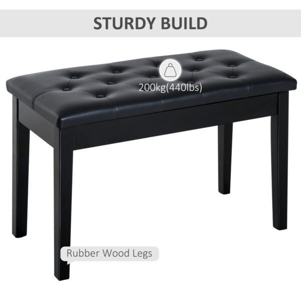 30" Piano Bench with Padded Cushion and Storage, Faux Leather Keyboard Bench with Solid Wood Legs, Black