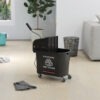 iHe2db194949d5d7b.jpg Compact Mop Bucket with Wringer, Mop Bucket on Wheels, 5 Gallon, Separate Dirty and Clean Water, Black