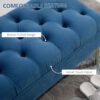 End of Bed Bench, Upholstered Bench, Entryway Shoe Bench with Button Tufted for Living Room, Bedroom, Blue