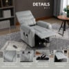Lift Chair for Elderly, Massage Recliner Chair with 8 Vibration Points, Footrest, Remote Control, Side Pockets, Grey