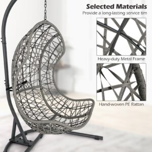 Egg Chair with Stand PE Rattan Swing Hammock- Gray