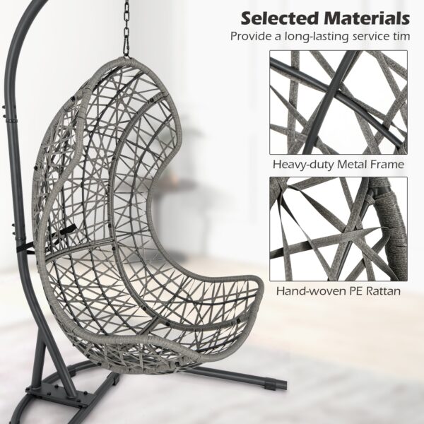 Egg Chair with Stand PE Rattan Swing Hammock- Gray