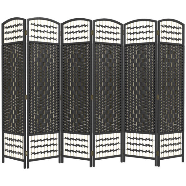 iwjec118bf0d2b94c.jpg 6 Panel Folding Room Divider, Portable Privacy Screen, Wave Fiber Room Partition for Home Office, Black