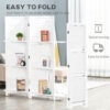 4-Panel Wall Partition Room Separator with 3 Storage Shelves Foldable Design Wooden Frame 5.6FT White