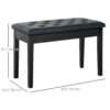30" Piano Bench with Padded Cushion and Storage, Faux Leather Keyboard Bench with Solid Wood Legs, Black