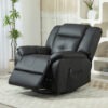 8-Point Vibration Massage Recliner Chair, PU Leather Manual Reclining Sofa, Swivel Nursery Rocking Chair with Remote Control, Side Pockets, for Living Room, Black