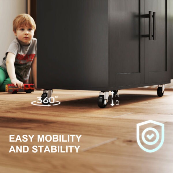 jeGba91989caa890e.jpg Kitchen Island with Storage, Rolling Kitchen Cart with Foldable Drop Leaf, Power Outlet and USB Ports, Black