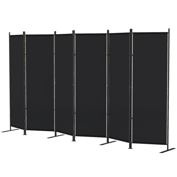6 Panel Room Divider, 6 Ft Folding Privacy Screen, Portable Freestanding Partition Wall Divider, Black