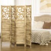 5.6 Ft Room Divider, 4 Panel Portable Folding Privacy Screens for Home Office, Bedroom, Brown