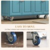 Kitchen Island with Storage, Rolling Kitchen Island with Drop Leaf, Rubber Wood Top and Adjustable Shelves, Light Blue