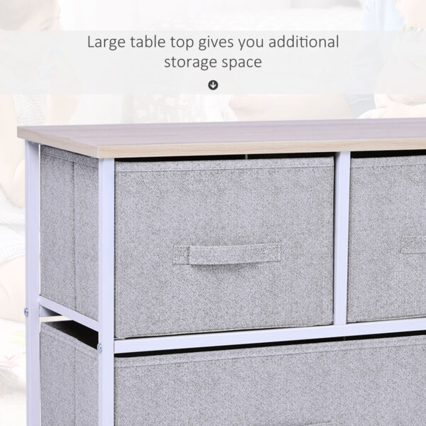 Linen Drawer Cabinet Organizer Storage Dresser Tower with 5 Removable Drawer Metal Frame Adjustable Feet for Living Room, Kitchen, Bathroom, Grey