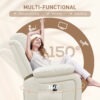 Leather Reclining Chair with Vibration Massage, Swivel Base, Rocking Function, Remote Control, Cream White