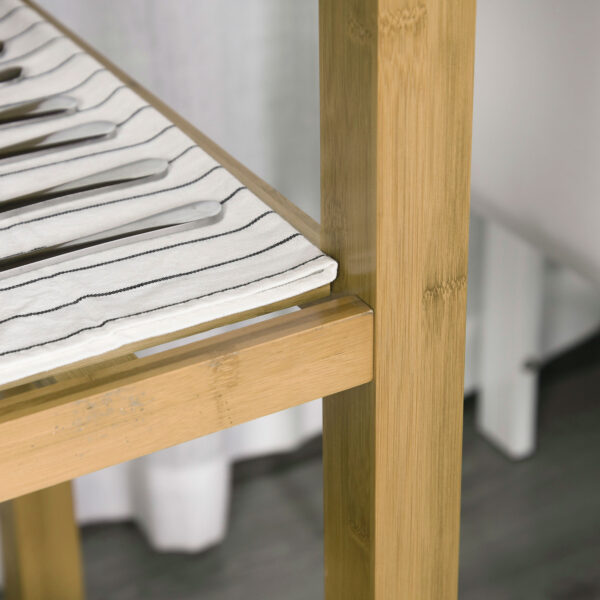 Bamboo Rolling Kitchen Island Trolley with Drawers & Shelves