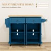 kpM7301968153a60c.jpg Kitchen Island with Storage, Rolling Trolley Cart with Rubber Wood Top, Spice Rack, Towel Rack, Blue