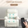 Leather Reclining Chair with Vibration Massage, Swivel Base, Rocking Function, Remote Control, Cream White