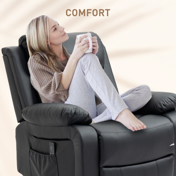 PU Leather Reclining Chair with Vibration Massage Recliner, Swivel Base, Rocking Function, Remote Control, Black
