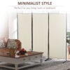 6' 3 Panel Room Divider, Double Hinged Folding Wall Divider, Indoor Privacy Screen for Home Office, Beige