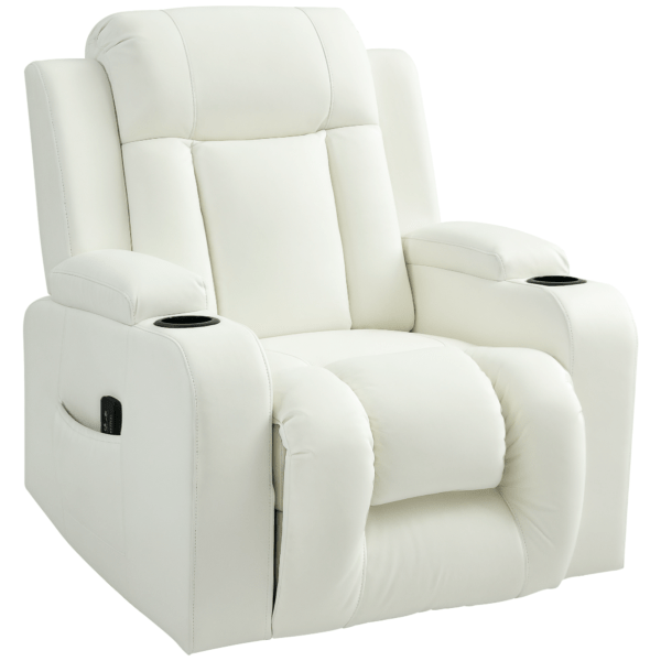 kxla5819745fc5136.png Swivel Massage Recliner Sofa, Overstuffed Manual Reclining Sofa, PU Leather Rocking Chair with Side Pockets, Cup Holders, for Living Room, Nursery, Cream White