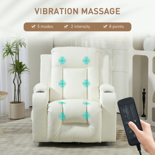 lDBe9c194948bf157.jpg Swivel Massage Recliner Sofa, Overstuffed Manual Reclining Sofa, PU Leather Rocking Chair with Side Pockets, Cup Holders, for Living Room, Nursery, Cream White