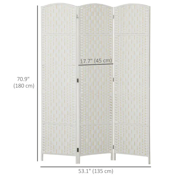6ft Folding Room Divider, 3 Panel Wall Partition with Wooden Frame for Bedroom, Home Office, Natural