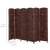 6ft Folding Room Divider, 6 Panel Wall Partition with Wooden Frame for Bedroom, Home Office, Brown