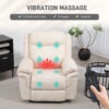 Manual Recliner Chair with Vibration Massage, Side Pockets, Microfibre Reclining Chair for Living Room, Cream White