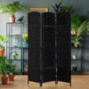 llLfd11960ef32834.jpg 6ft Folding Room Divider, 3 Panel Wall Partition with Wooden Frame for Bedroom, Home Office, Black