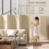 Woven Bamboo Room Divider, 6 Panel Folding Indoor Privacy Screens for Home Office, Natural Wood