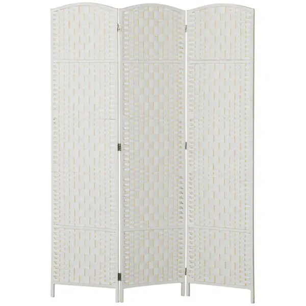 6ft Folding Room Divider, 3 Panel Wall Partition with Wooden Frame for Bedroom, Home Office, Natural