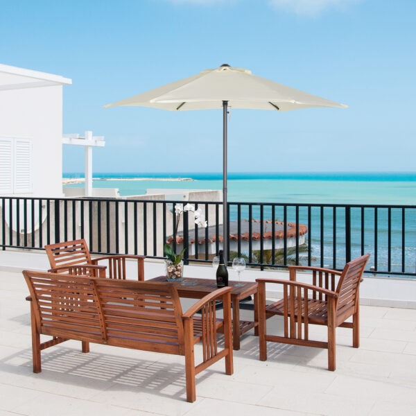 6.6FT Patio Umbrella, Outdoor Parasol with 6 Solid Ribs, Cream White