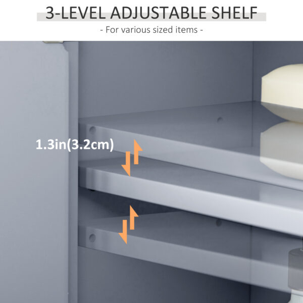 Bathroom Wall Cabinet, Medicine Cabinet, Over Toilet Storage Cabinet with Adjustable Shelf and 2 Doors for Hallway, Living Room, Gray