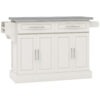 Rolling Kitchen Island with Storage and Stainless Steel Top, Kitchen Trolley with Drawers, Cabinets, Towel Rack, Cream