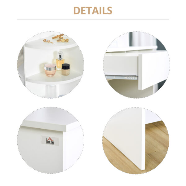 mvN56118df431e0ae.jpg Vanity Table, Makeup Vanity with Open Shelves and Drawer, Dressing Table for Bedroom, White