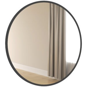 30" Round Mirror, Bathroom Wall Mirror with Metal Frame, Decorative Vanity Mirror for Living Room, Bedroom, Black