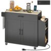 n8fe1c198a3bfd018.jpg Kitchen Island with Storage, Rolling Kitchen Cart with Foldable Drop Leaf, Power Outlet and USB Ports, Black