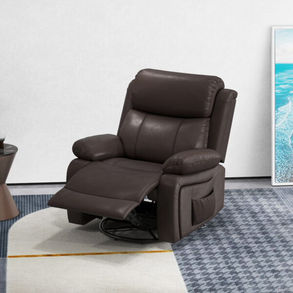 nCq335191501504b3.jpg PU Leather Reclining Chair with Vibration Massage Recliner, Swivel Base, Rocking Function, Remote Control, Brown